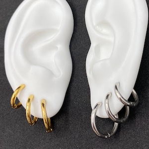 Small hoops earrings 316L Surgical Steel Hoops Earrings Dainty Hoop Earrings Huggie Hoops Earrings Minimal Hoops zdjęcie 4