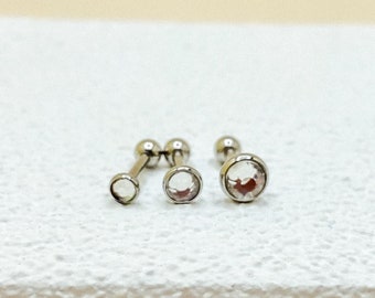 16G Round Top Labret Stud • 316L Surgical Steel • Tragus Stud • Screw Back Earring • Helix • Conch • Labret Stud