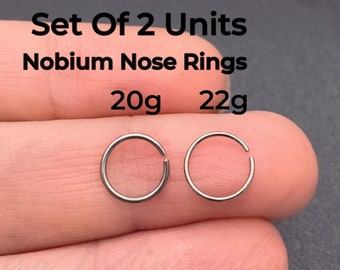 2 EINHEITEN Kunsthandwerklicher Nobium Nasenring, Nasenring Dunkelsilber, Nasenring, Nasenring Hoop, Nasenring 22g 20g, Nasenring Nobium.