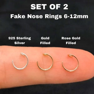 925 Sterling Zilver 14K Goud Nep Neusring, Nep Neusring, Nep Neusring 22g, Nep Neusring 6mm, Nep Neuspiercing