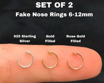 925 Sterling Silber 14K Gold Fake Nasenring, Fake Nasenring, Fake Nasenring 22g, Fake Nasenring 6mm, Fake Nasenpiercing