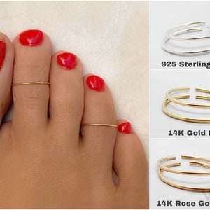 2 Artisanal Toe Rings 14K Gold Filled 925 Sterling Silver Toe Ring, 14K Rose Gold Filled Toe Ring, Toe Ring, Toe Ring Gold, Toe Ring Silver image 1