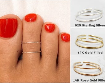 2 TOE RINGS 14K Gold Filled 925 Sterling Silver Toe Ring, 14K Rose Gold Filled Toe Ring, Toe Ring, Toe Ring Gold, Toe Ring Silver