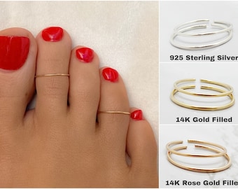 2 anneaux d’orteil artisanaux 14K Gold Filled 925 Sterling Silver Toe Ring, 14K Rose Gold Filled Toe Ring, Toe Ring, Toe Ring Gold, Toe Ring Silver