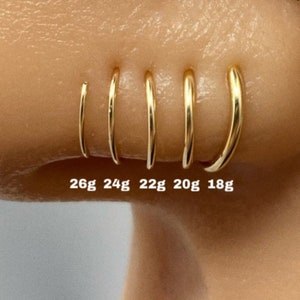 2 Pcs, Cartilage Hoop Earrings, 14K Gold Filled 925 Sterling Silver Cartilage Piercing.