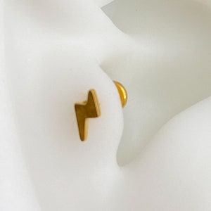 16G Gold Flat Back Labret Stud • 316L Surgical Steel • Tragus Stud • Flat Back Earring • Helix • Conch • Labret Stud