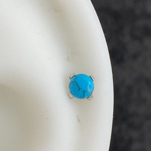 Semi Precious Stones 16G Labret Stud • 316L Surgical Steel • Tragus Stud • Back Earring • Helix • Conch • Labret Stud