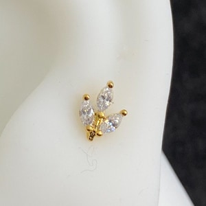 Push In 16G Labret Stud • 316L Surgical Steel • Tragus Stud • Flat Back Earring • Helix • Conch • Labret Stud