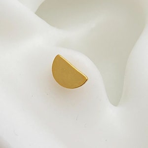 16G Half Moon Flat Back Labret Stud • 316L Surgical Steel • Tragus Stud • Flat Back Earring • Helix • Conch • Labret Stud