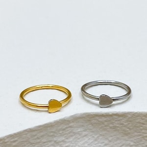 Nickel Free 316L Surgical Steel Mini Heart Cartilage Earring, Nose Ring, Nose Hoop, Helix Hoop, 20g 8mm Tragus Hoop, Tragus Ring, Gold.