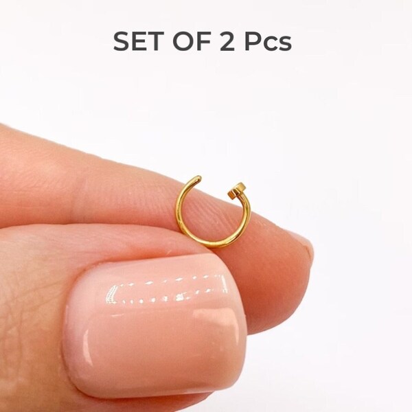 2pcs 316L Surgical Steel Fake Nose Ring, Fake Nose Ring, Fake Nose Ring 20g, Fake Nose Ring 6mm, Fake Nose Piercing