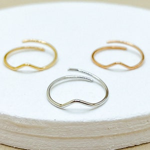 Waterdicht, Chevron teenring, verstelbare teenring, zilveren teenring, gouden teenring, roségouden teenring. afbeelding 1