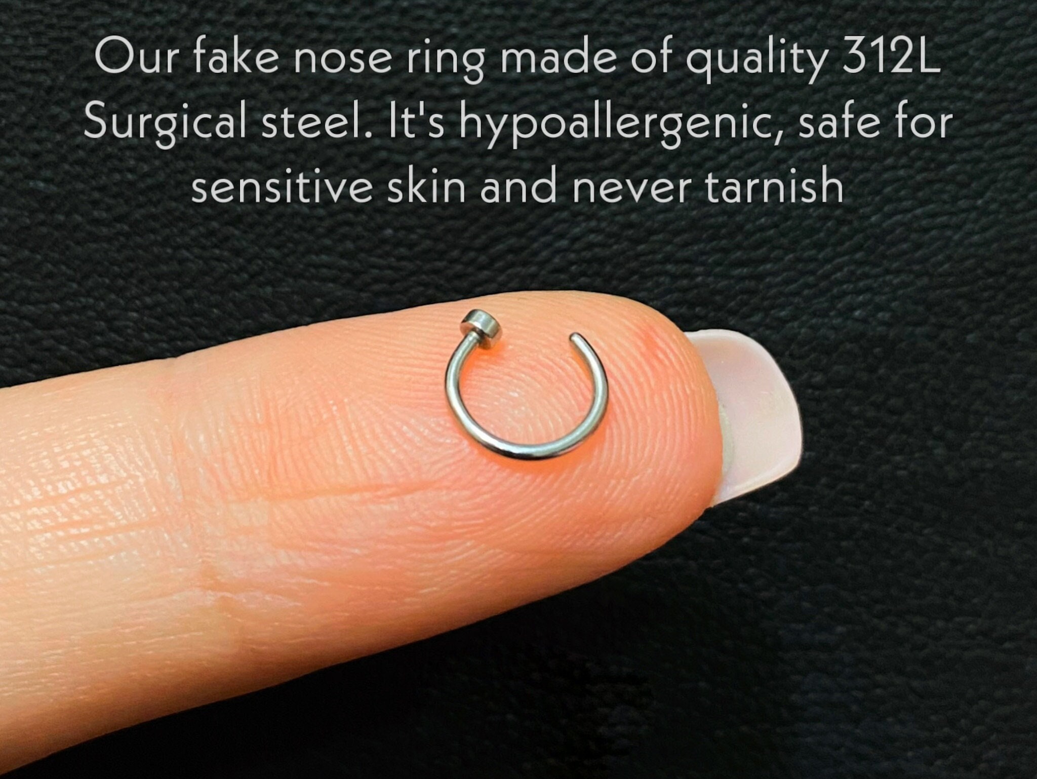 Fake Nose Ring Thin Extra Small 925 Sterling Seam Small Nose Hoop-Size  6mm,8mm | eBay
