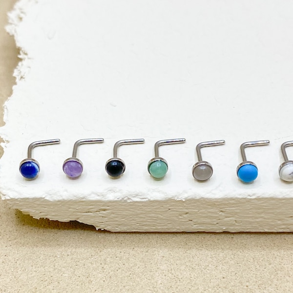 Semi Precious Stones Nose Stud, Nose Piercing, Nose Jewelry, Nose, Stud.