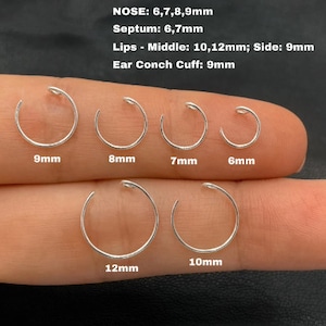 925 Sterling Silver 14K Gold 22g, Fake Nose Ring, Fake Nose Piercing, Faux Nose Ring. imagen 4