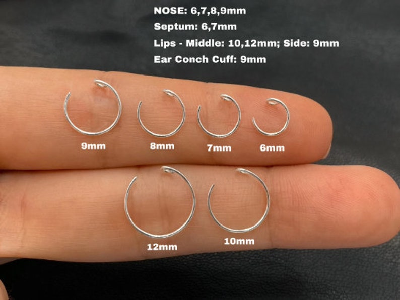 925 Sterling Silver 14K Gold 22g, Fake Nose Ring, Fake Nose Piercing, Faux Nose Ring. image 4