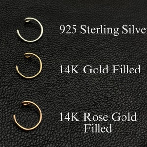 925 Sterling Silver 14K Gold 22g, Fake Nose Ring, Fake Nose Piercing, Faux Nose Ring. imagen 2