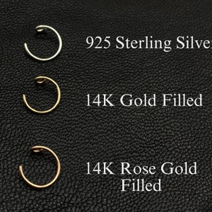 2pcs Artisanal Nickel Free Non-Tarnish 22g 0.6mm, Fake Lip Ring, 14K Gold Filled 925 Sterling Silver. image 2