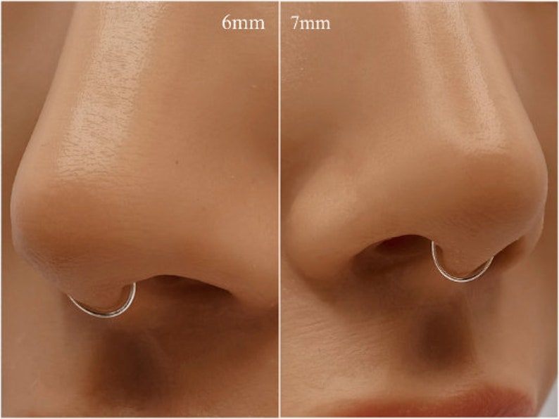 925 Sterling Silver 14K Gold 22g, Fake Nose Ring, Fake Nose Piercing, Faux Nose Ring. imagen 7