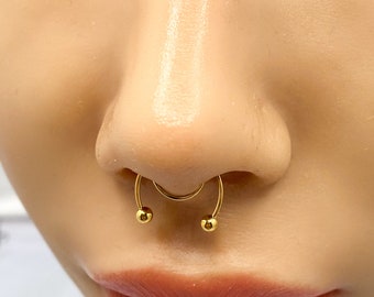 Acier chirurgical 316L non ternissant sans nickel, faux anneau de septum, faux anneau de nez.