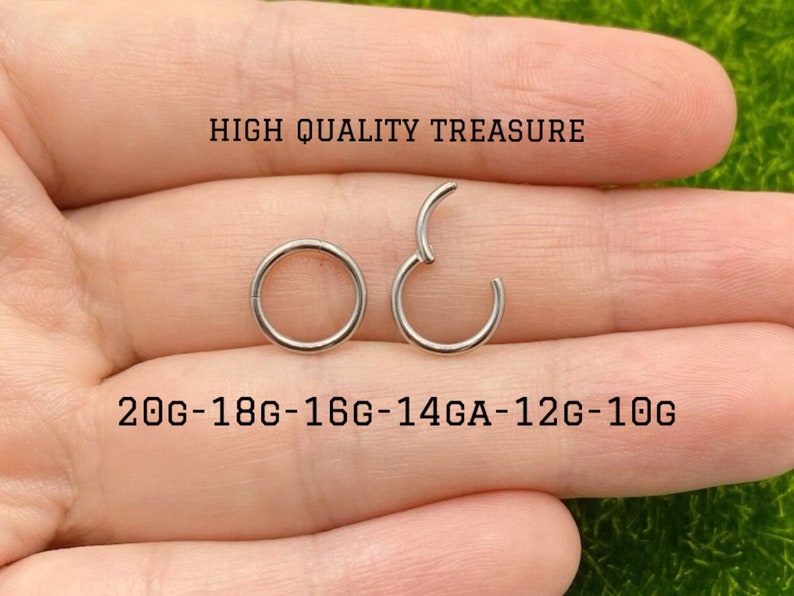 20G-18G-16G-14G-12G-10G Clicker Hinged, Nose Ring, Nose Ring Clicker, Nose Ring, Nose Hoop, Nose Ring Hoop, Cartilage earring. image 3