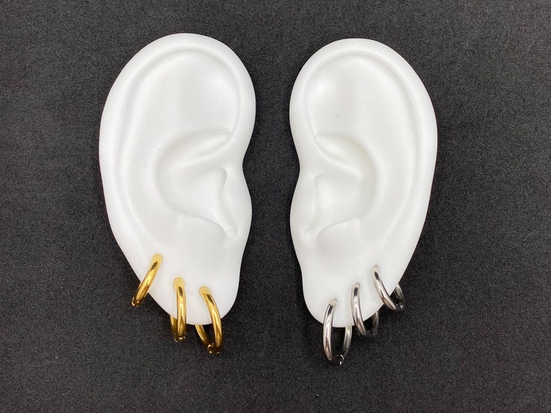 Small hoops earrings 316L Surgical Steel Hoops Earrings Dainty Hoop Earrings Huggie Hoops Earrings Minimal Hoops zdjęcie 5