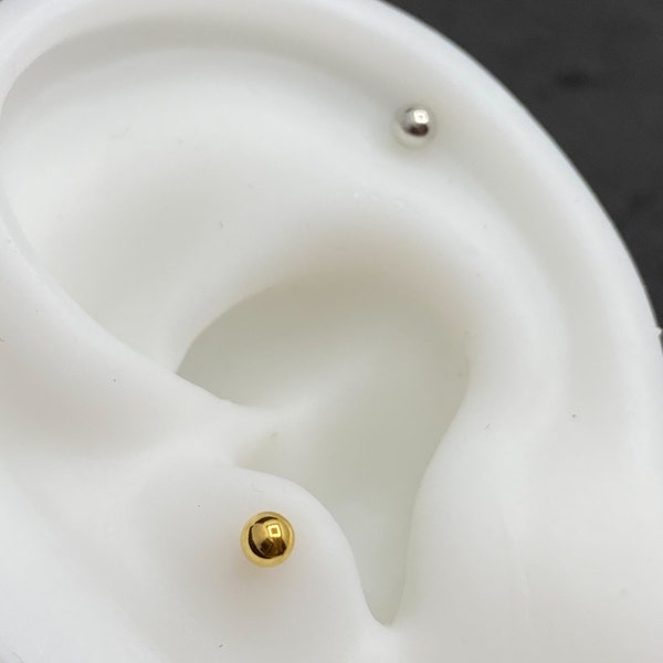 16G/6MM Round Top, Cartilage Flat Back Labret, cartilage earring, Cartilage Stud, Labret Stud, Tragus Stud, Helix Stud.