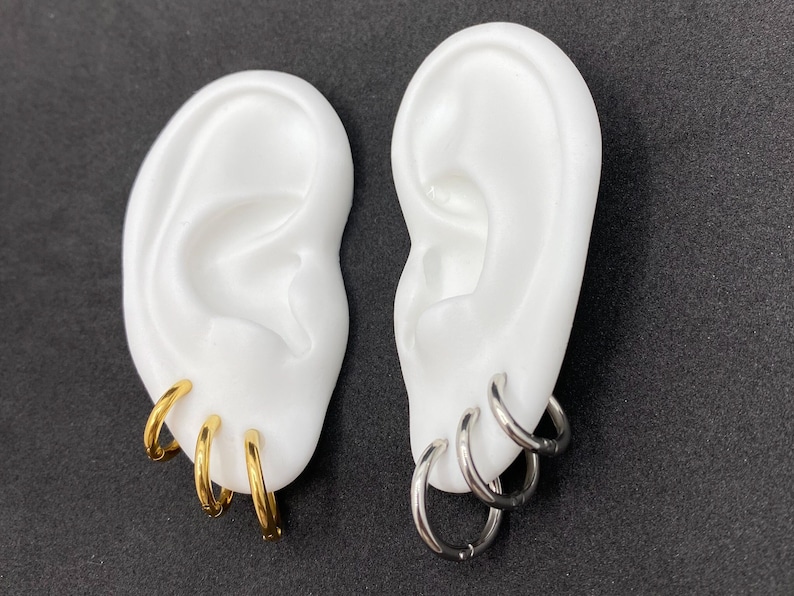 Small hoops earrings 316L Surgical Steel Hoops Earrings Dainty Hoop Earrings Huggie Hoops Earrings Minimal Hoops zdjęcie 4