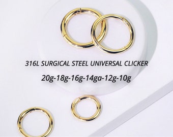 20G-18G-16G-14G-12G-10G Clicker Hinged, Nose Ring, Nose Ring Clicker, Nose Ring, Nose Hoop, Nose Ring Hoop, Cartilage earring.