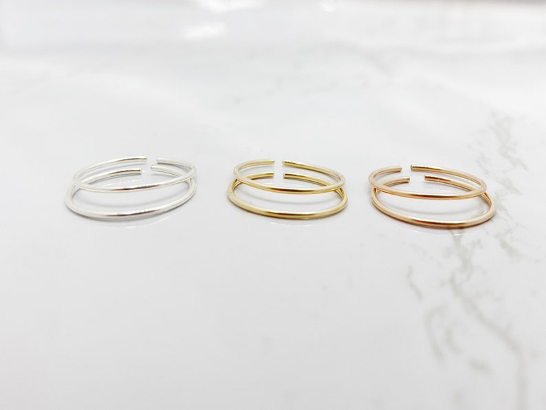 2 Artisanal Toe Rings 14K Gold Filled 925 Sterling Silver Toe Ring, 14K Rose Gold Filled Toe Ring, Toe Ring, Toe Ring Gold, Toe Ring Silver imagen 8