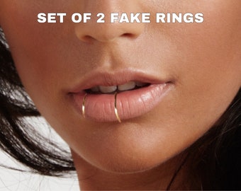 PACK OF 2 UNITS Artisanal Nickel Free Non-Tarnish 18g 20g 22g, Fake Lip Ring, 316L Surgical Steel.