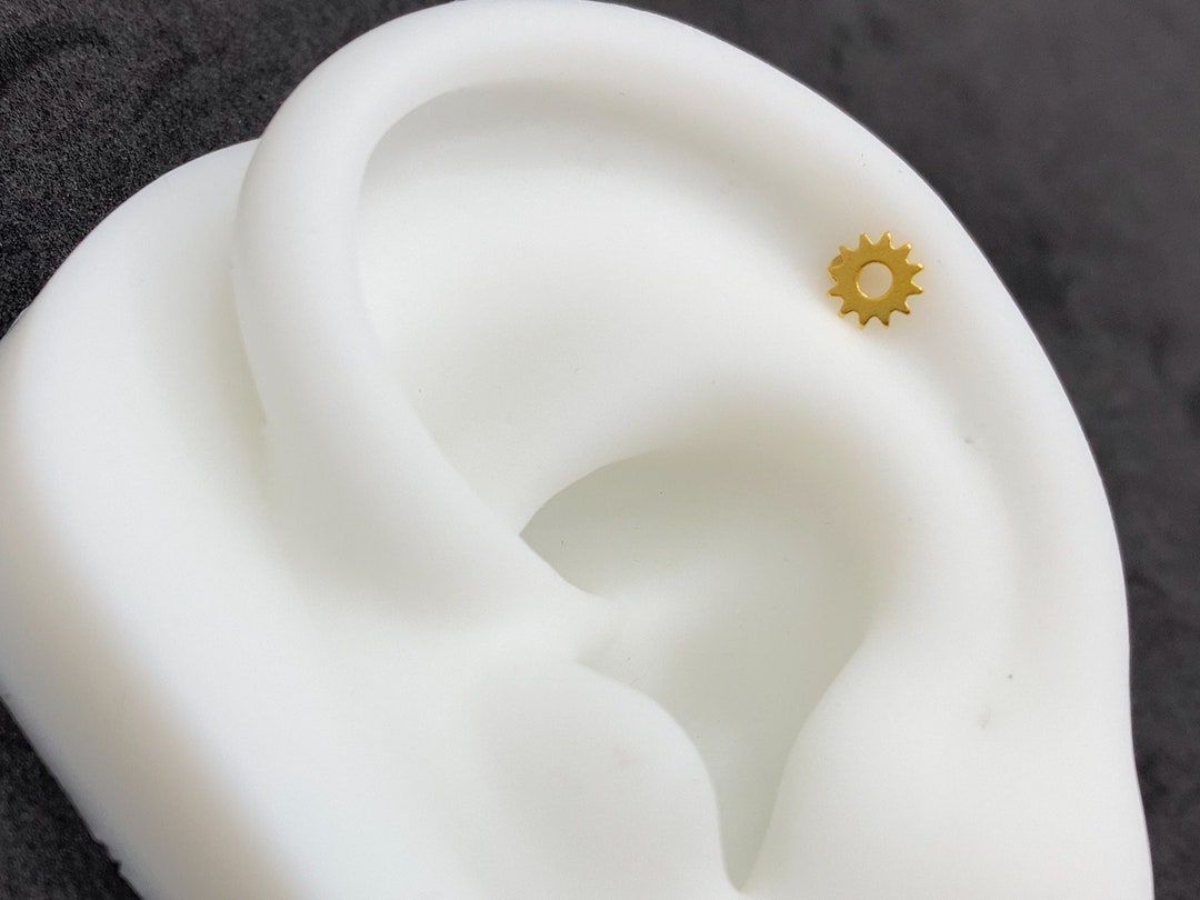 16G Sun Flat Back Labret Stud • 316L Surgical Steel • Tragus Stud ...