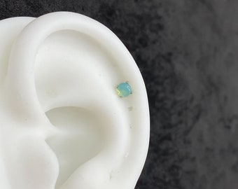 Semi Precious Stones 16G Labret Stud • 316L Surgical Steel • Tragus Stud • Back Earring • Helix • Conch • Labret Stud