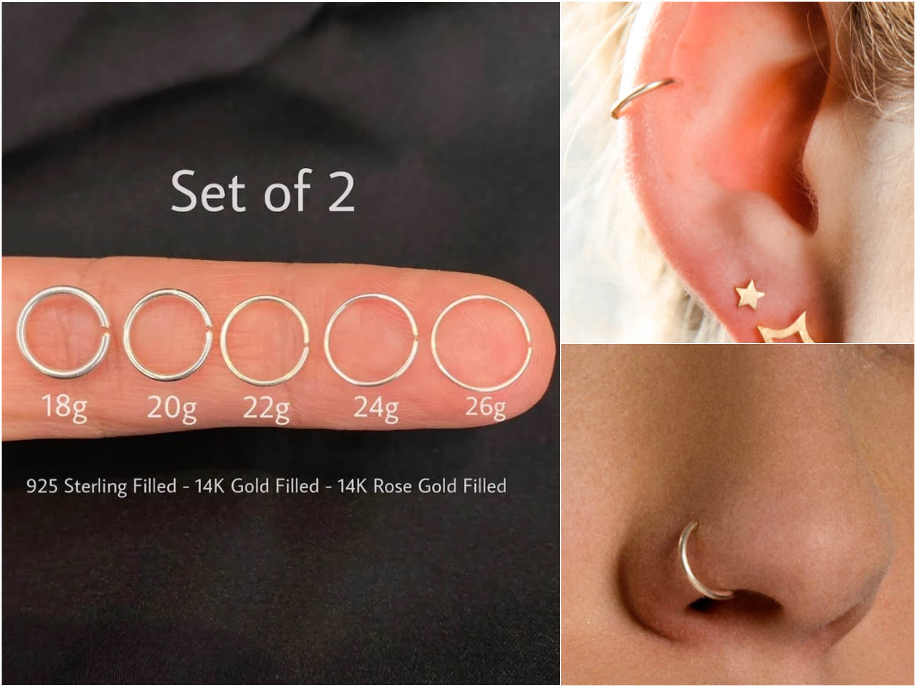 22G Rose Gold .925 S S Nose Hoop Ring C Eg C $3.89 anais.tn