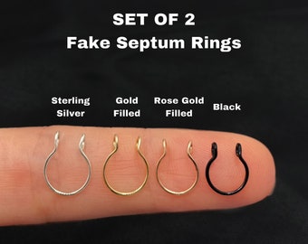 2pcs Nickel Free Non-Tarnish Septum Ring, Fake Nose Ring, Silver Gold Seprum Ring, Faux Septum Ring, Fake Piercing, Septum Ring, Septum.