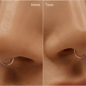 2pcs, Nose Ring Hoop Septum Ring Sterling Silver Gold Rose Gold 6mm 7mm 8mm 9mm 10mm 11mm 18g 20g 22g 24g 26g. image 6