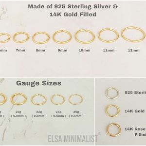 PACKUNG MIT 2 EINHEITEN Nasenring, Nasenring Silber, Nasenring Gold, Nasenring Rose, Nasenring Hoop, Nasenring 18 g, Nasenring 20 g, Nasenring 22 g. Bild 3