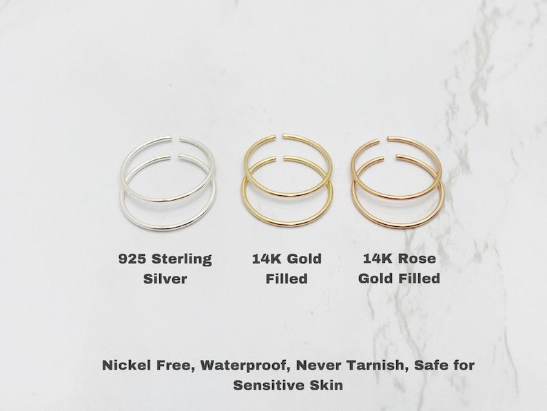 2 Artisanal Toe Rings 14K Gold Filled 925 Sterling Silver Toe Ring, 14K Rose Gold Filled Toe Ring, Toe Ring, Toe Ring Gold, Toe Ring Silver imagen 6