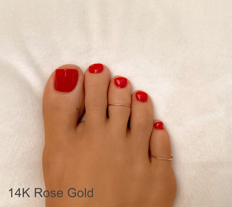 2 Artisanal Toe Rings 14K Gold Filled 925 Sterling Silver Toe Ring, 14K Rose Gold Filled Toe Ring, Toe Ring, Toe Ring Gold, Toe Ring Silver imagen 5