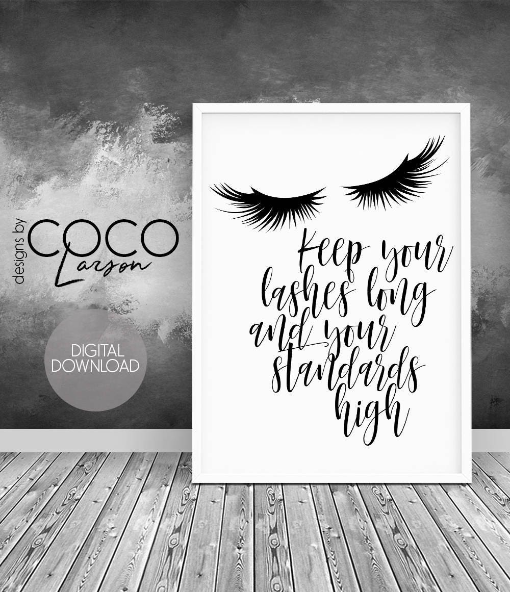 Teen girl wall art lashes print inspirational quote fashion Etsy