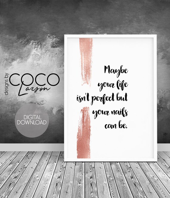 Rose Gold Nail Salon Wall Art Es Print Printable Beauty Decor Manicure E Poster Tech Gift