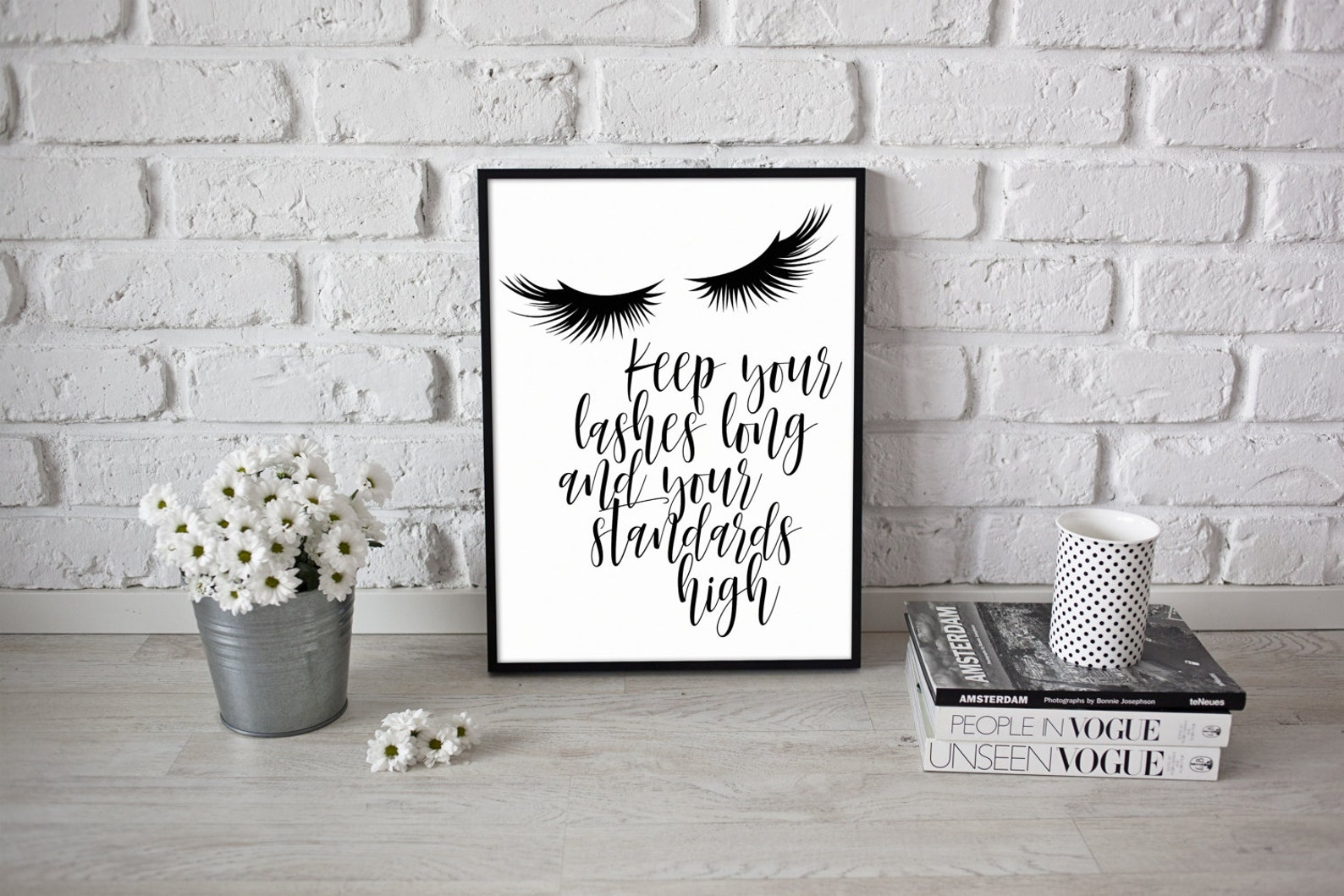 Teen girl wall art lashes print inspirational quote fashion Etsy