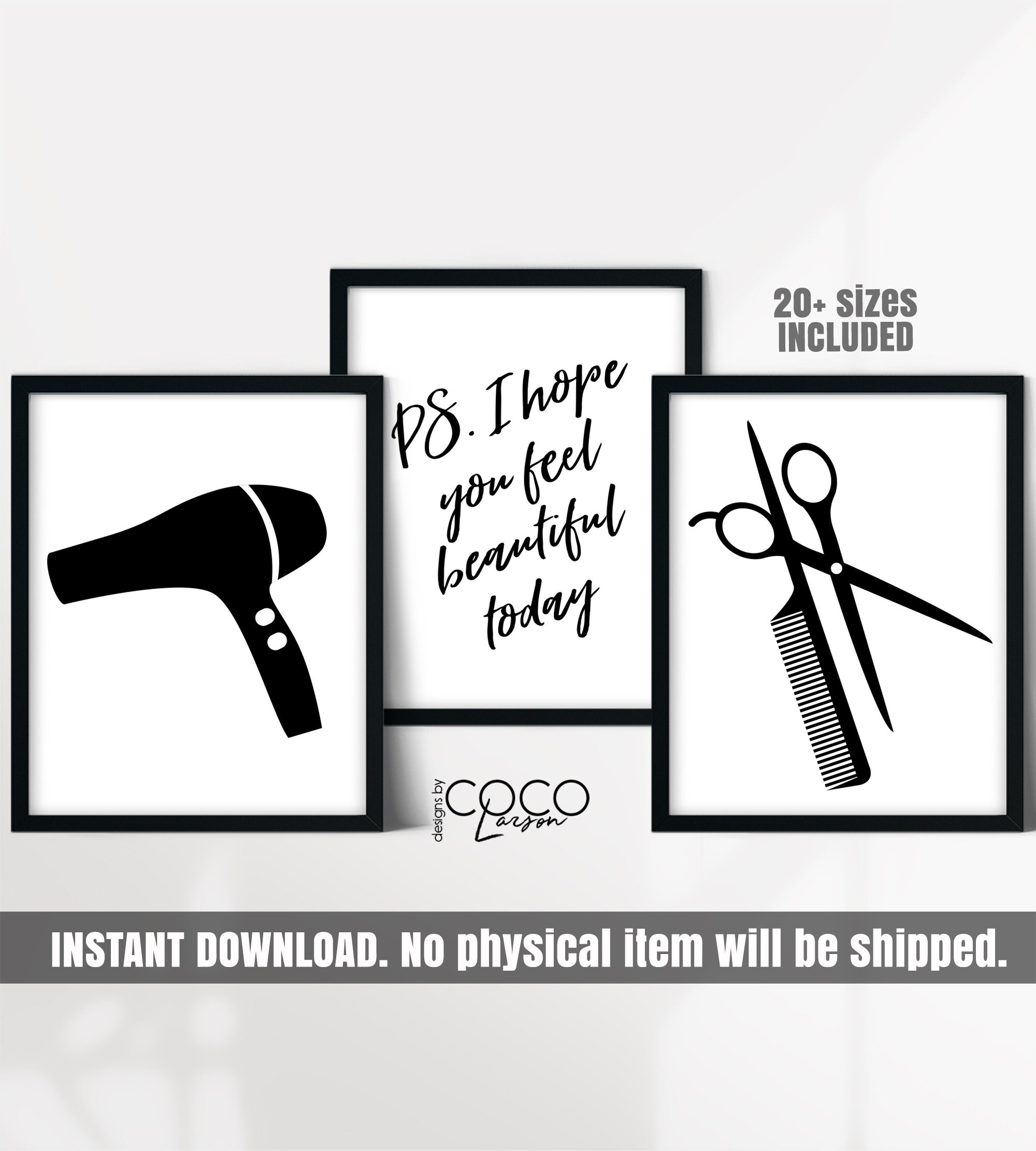 Hair salon decor ideas set of 3 printable beauty salon wall Etsy