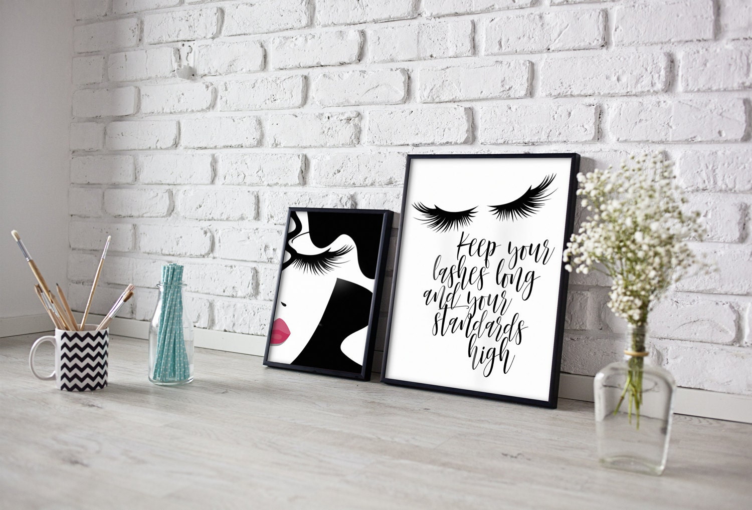 Teen girl wall art lashes print inspirational quote fashion Etsy