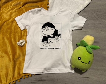 Camiseta "Comer, dormir, atrapar" / Camiseta para niños pequeños con temática gamer / Conjunto inspirado en la caza de monstruos