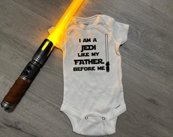 Soy un Jedi como mi padre / Mono de bebé inspirado en Star Wars / Body divertido de ciencia ficción / Regalo para bebé friki