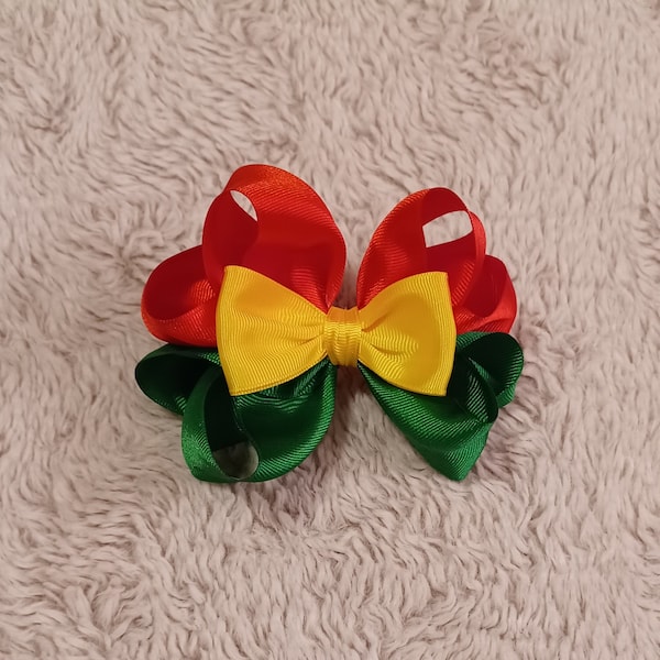 Rasta twisted boutique hair bow  Girls hair bow