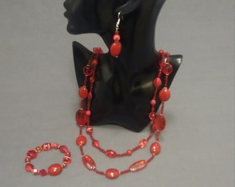 Red necklace set beaded necklace set Jewelry layered necklace set women's necklace set women's Jewelry