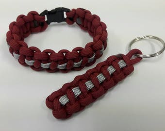 Football fans paracord bracelet, keychain, paracord bracelet, paracord keychain, bracelet, keychain, crimson & gray bracelet, gameday