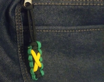 Jamaica flag paracord zipper pull, Paracord zipper pull, zipper pull, purse zipper pull, bag zipper pull